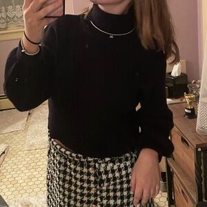Cropped Black Turtleneck Sweater